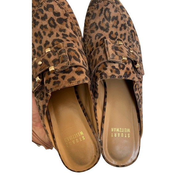 Stuart Weitzman Leopard Print‎ Studded Clogs Black Brown Size 7.5 - Picture 3 of 13
